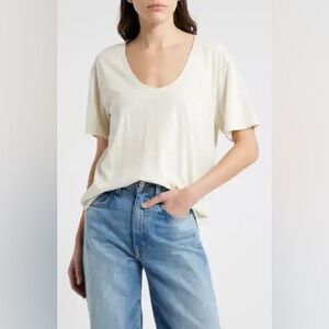 Nordstrom Treasure & Bond Women's 100% Cotton Cream T-shirt Relaxed loose fit
